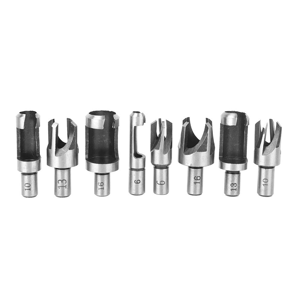 8Pcs Wood Plug Cutter Set Tapered Claw Drill Bit Plug Cutters for Wood Chamfer Wood Cutter Bench Drill and Electric Drill