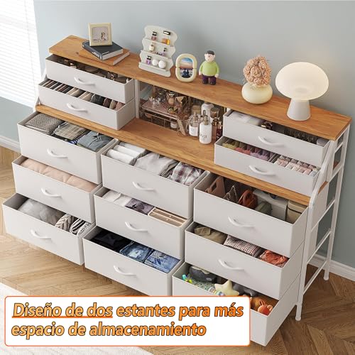 FL FASHION LEADER Cómoda de Dormitorio con 13 cajones, cómoda Grande con Espacio de Almacenamiento, Estructura de Metal, para Dormitorio, (Blanco)