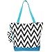 Ever Moda Chevron Print Tote Bag Black Blue