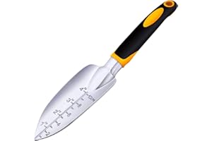 CUAYAES Garden Trowel Hand Shovel with Soft Rubberized Non-Slip Ergonomic Handle for Planting Transplanting, Weeding, Moving and Smoothing Soil-Gardening Gift (Spade Shovel)