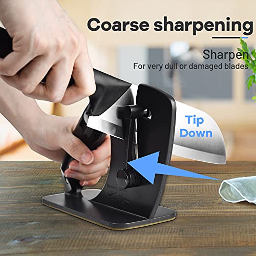 Knife Sharpener,Upgraded Sharpener Self Adjusting Angle for All Knives