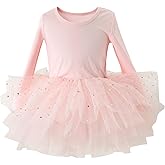 Toddler Girls Ballet Tutu Dresses Long Sleeve Sequin Tulle Ballerina Outfits Dance Leotards