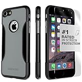 iPhone 7 Case, (Black Gray) SaharaCase Protective Kit Bundle with [ZeroDamage Tempered Glass Screen Protector] Rugged Protection Anti-Slip Grip [Shockproof Bumper] Slim Fit - Black Gray