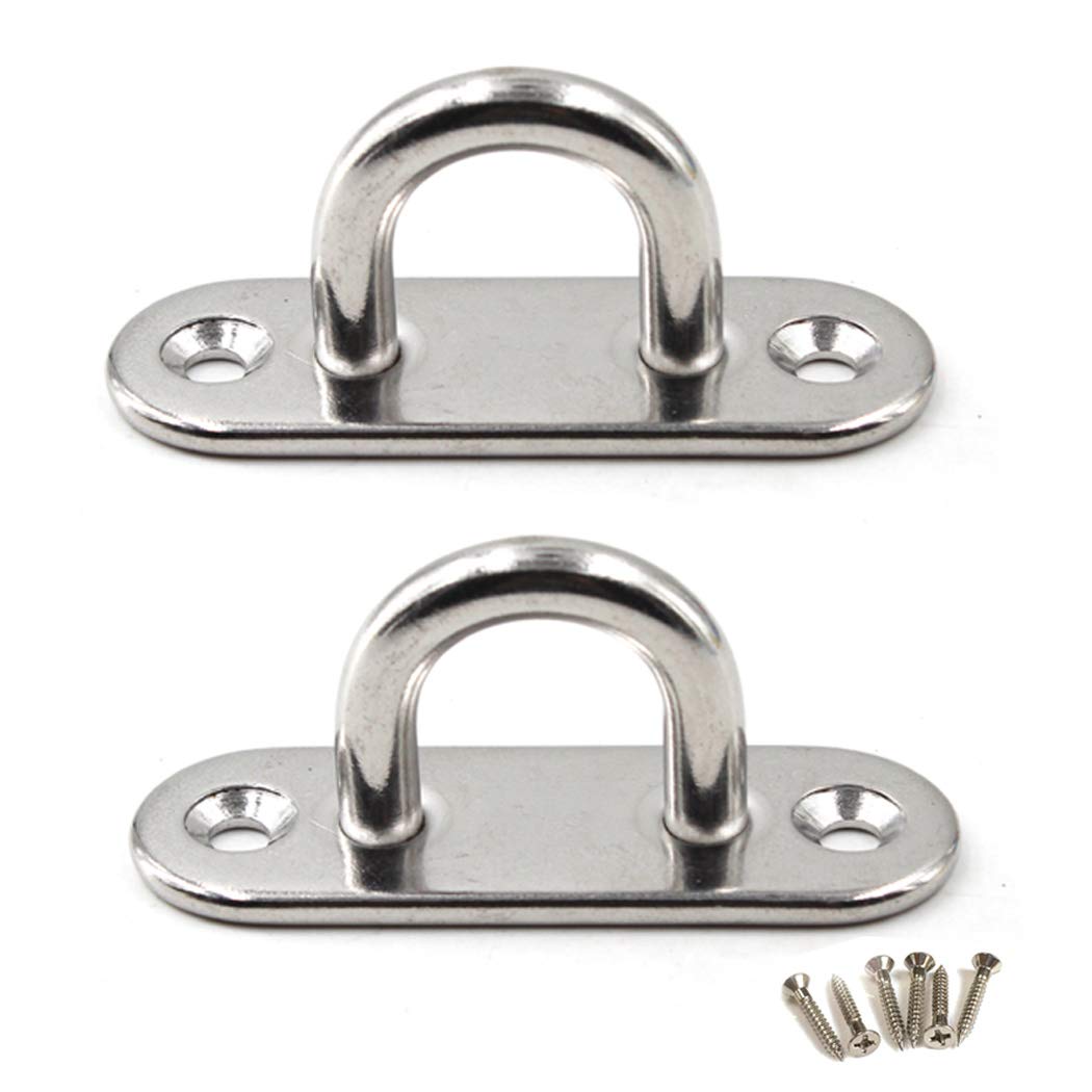 M9 Ceiling Hook Pad Eye Plate 304 Stainless Steel Wall Mount Hook Heavy Duty for Hanging (Pack of 2,Screws Included)