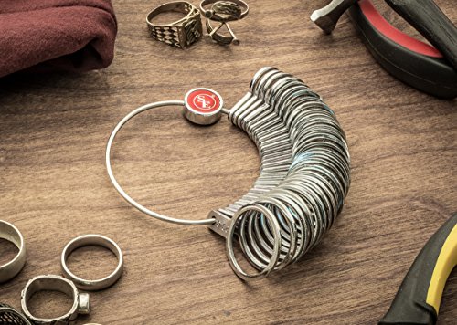 SE 29-Piece Metal Ring Sizer Set - USA Sizes 1-15 Including Half Sizes, 12.4mm-23.8mm Diameter - JT133RS-29