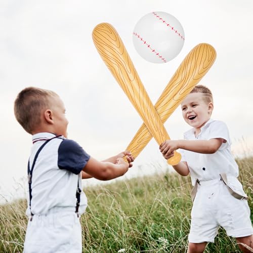 AMOR PRESENT 3PCS Inflatable Baseball Set, 11 Inch Beach Ball Baseball 30 Inch Baseball Bat Inflates for Kids Pool Party Favors