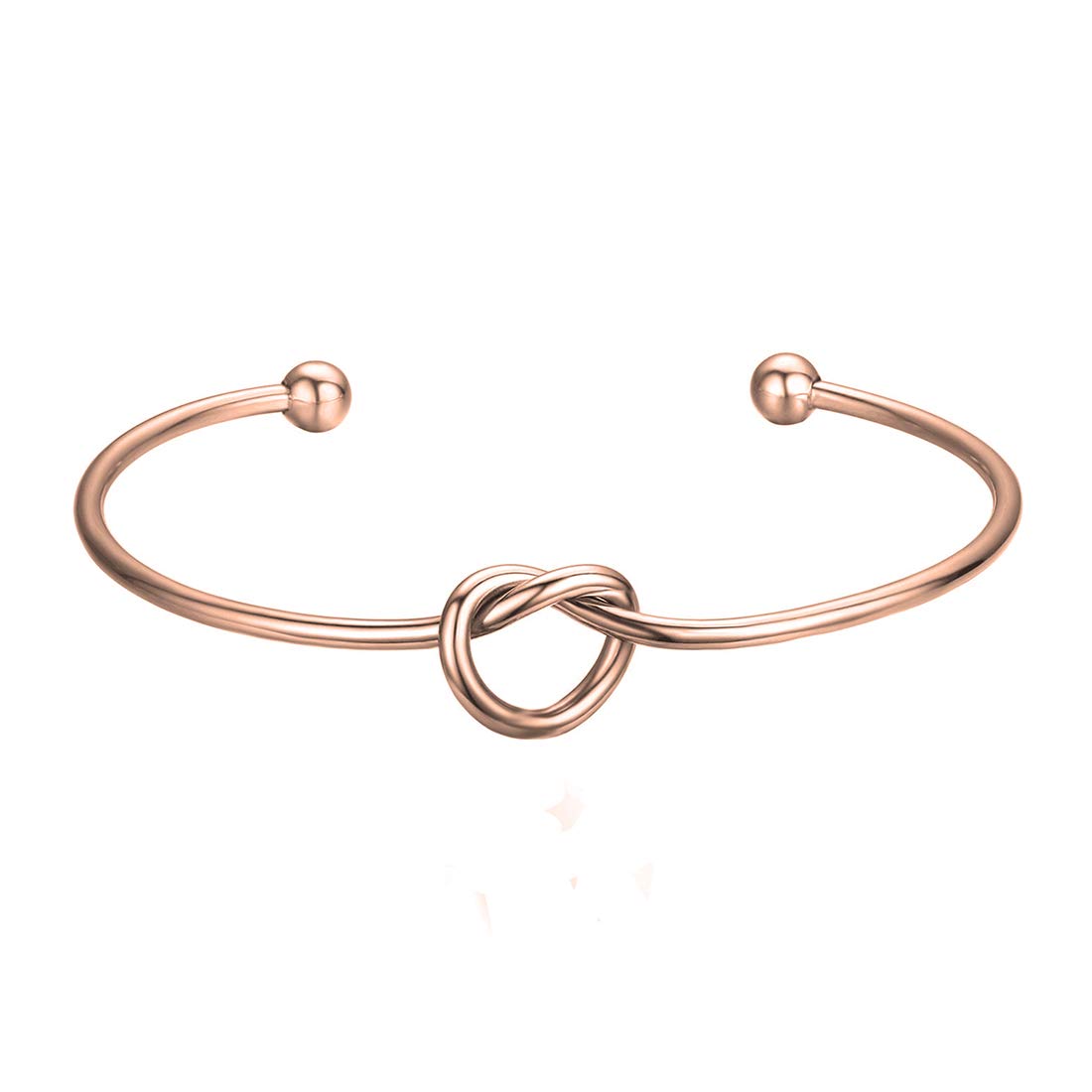 ZUOBAO Simple Love Knot Bracelet Tie The Knot Cuff Bangle (Rose Gold)