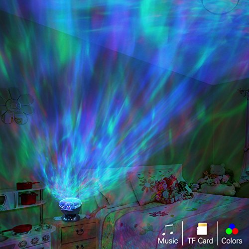 Ocean Wave Night Light, Komake Baby Night Light Projection USB Timer Bedroom Nursery Projector With Mini Music Player, Remote Control Rotating Goodnight Light For Toddler Kids Children Adults(Black) - Thumbnail 6