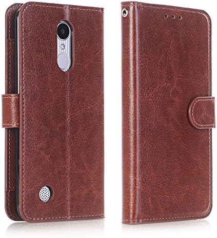 LG K20 V Case,LG K20 Plus Case, LG K10 2017 Case, LG Harmony Case, Alkax Stand Magnetic Folio Premium PU Leather Wallet Cover Luxury Case with Credit Card Slots Holder Shockproof Wrist Strap (Brown)