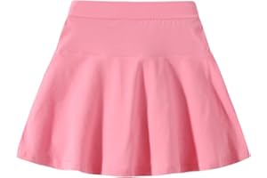 Fdqin 2 Pack Girls Skirts Elastic Flared Plain Tennis Skater Skirts with Built-in Shorts Kids Active Flowy Skorts