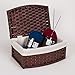 Household Essentials Hand-Woven Paper Rope Basket with Lid and Liner, Dark Brown Stain