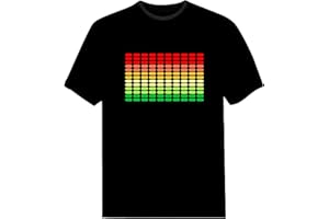 XWNGDAFEVF LED Equalizer Sound Activated Flashing Black T-Shirt(L, No1)