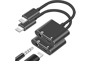 fabcords 2-Pack Lightning to 3.5mm Headphone Jack Adapter for iPhone,2 in 1 AUX Audio + Charger Splitter Dongle Compatible with iPhone 14/13/12/11/XS/XR/X/7 8/Pad, Support All iOS System