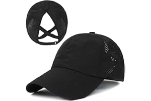 Nanwansu Womens Criss Cross Ponytail Baseball Cap Adjustable Messy Bun Mesh Quick Drying Hat