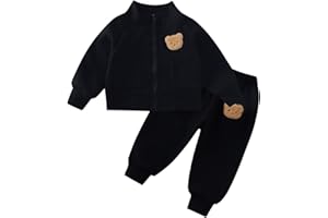 sfdgfhyf Girls 2 Piece Sweatsuit Boys Zip Up Solid Sweatshirt Sweatpants Set Kids Athletic 𝐓racksuits Jogger