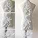 3D Beaded Flower Embroidery Lace Patch Applique Crystal Sewing Lace Motif for Dance Costumes Ballgown Off-White Color