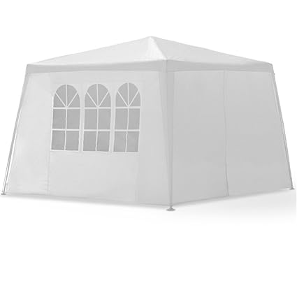 MCTECH Festzelte Gartenzelt Pavillon Bierzelt Partyzelt Festpavillon, Wasserdicht PE Plane Camping Vereinszelt, Weiß, 3 x 3m 