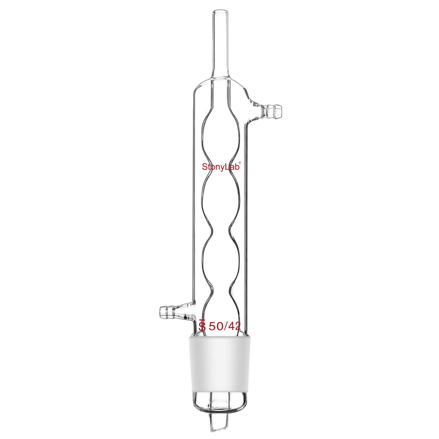 stonylab Allihn Condenser Reflux for Soxhlet Extractor, Borosilicate Glass Allihn Condenser with 50/42 Joint 250 mm Jacket Length Lab Glass Condenser, 500 ml