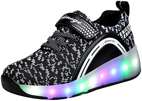 Girl's Boy's LED Lighting Roller Skate Shoes Sport Sneaker For Little Big Kid 03Black 1.5/32