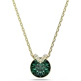 Swarovski Bella V pendant, Round cut, Green, Gold-tone finish