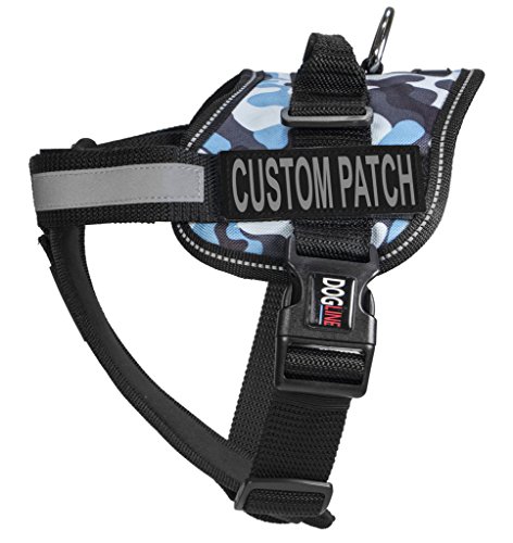 Dogline Unimax Multi-Purpose Blue Camo Vest Harness for Dogs and 2 Removable Custom Patches