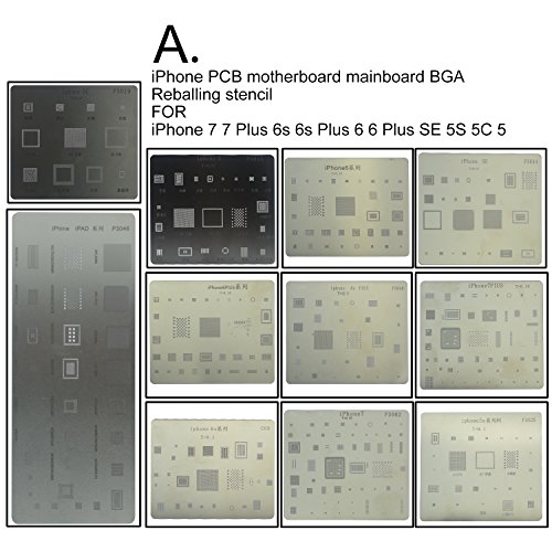 HY PCB Mainboard BGA Reballing Stencil Template IC Chipset&Art Knife Cutting PCB Knife &Remove the Motherboard IC Chip Tool For iphone 7 7Plus/Samsung/iPad (A--For iPhone)