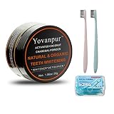 Teeth Whitening - Yovanpur Activated Charcoal Teeth Whitener with 50 Picks Dental Floss and 2 Wheat Straw Bamboo Charcoal Toothbrushes