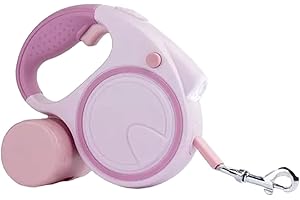 BEST DOG SUPPLIES FOR THE LOVE OF DOGS Retractable Dog Fancy Leash with Flashlight and Dispenser, 16 ft Dog Retractable Leash is Perfect for Safe and Comfortable Walking with Your Pet - Suitable for Dogs - Pink
