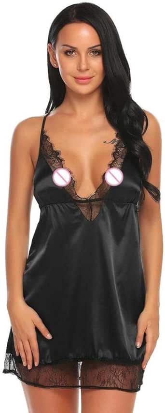 Camisón De Encaje De Malla De Lunares Con Almohadilla Con Aros Para Mujer, Camisón, Lencería