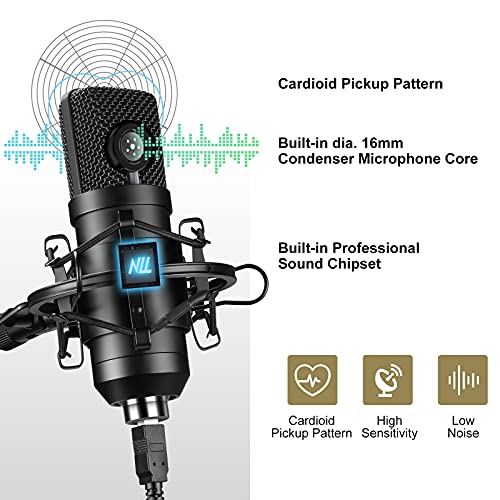 USB Microphone Studio Recording Mic Kit,192KHz/24bits NLL Condenser