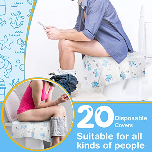 Toilet Seat Covers, Disposable Extra Large Full Cover Potty Seat Covers for Kids Potty Training with 20 Pack Individually Wrapped Portable Toilet Seat Cover for Travel, Adults, Home use - Thumbnail 4