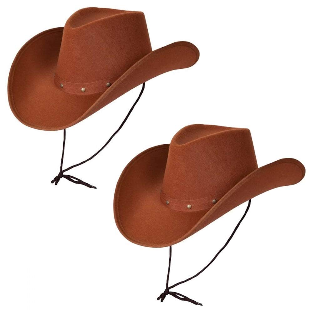 Wicked Costumes Adult Texan Cowboy Hat Brown 2 Pack Fancy Dress Party Accessory Wild Western Sheriff Country Western Rancher