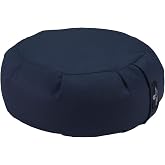 Hugger Mugger Zafu Meditation Cushion - Support in Cross-Legged Sitting, Buckwheat filled, Durable Fabric, Convenient Handle, Handmade in USA