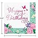 Fairies and Flowers Pink Metallic Birthday Plates and Napkins, 16 Servings, Bundle- 3 Items