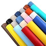 Caydo 20 Pieces Litchi Leather Fabric Sheet, Faux PU Leather Cotton Back Great for Hair Bows Making Craft, Christmas Decoration, Wallet, Handbags and The Book Cover (12.6 x 8.6 Inch)