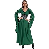 Halloween Renaissance Witch Dress for Women, Victorian Vintage Medieval Pirate Peasant Gothic Fairy Cosplay Costumes