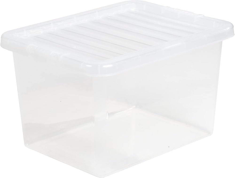 TENLITE Pack of 2 Large Storage Box with Lid 25 Litre Clear Stackable Nestable