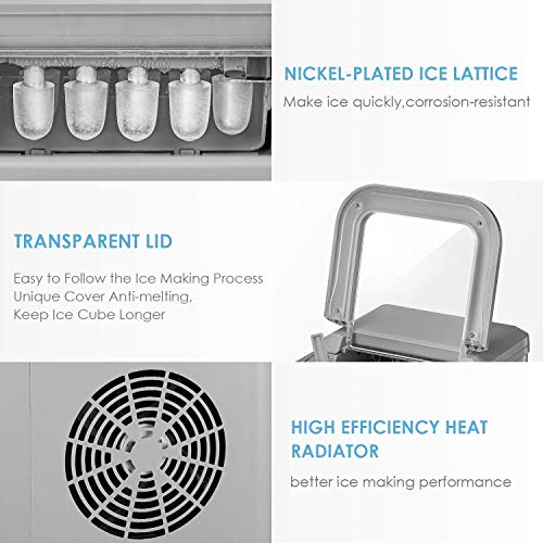 Kealive Ice Maker Machine, Portable Countertop Ice Cube Maker, Ice