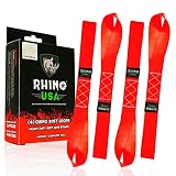 RHINO USA Soft Loop Motorcycle Tie Down Straps - Guaranteed 10,427lb Max Break Strength, Heavy Duty Tiedown Loops for Secure and Confident Trailering of Motorcycles, Dirtbikes, ATV, UTV (Red 4-Pack)