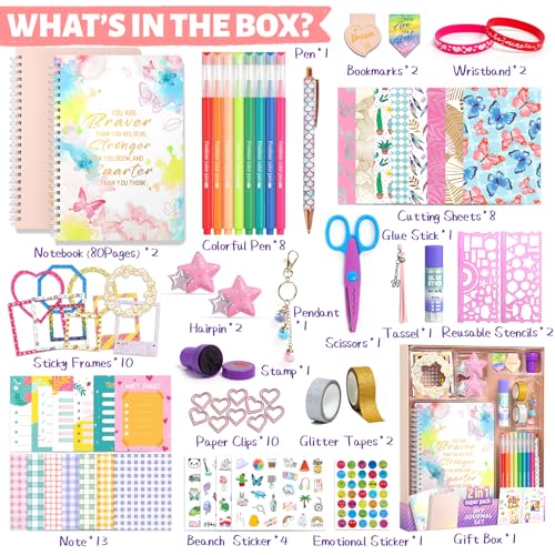 Journal Kit for Teenage Girl Gift, Girl Diary Scrapbook Kit Age 8+ (2 Pack) | Stationery Set and Art Craft Sets for Teen Girls, Girls Journal Creative Toys Gift for 8 9 10 11 12 13 14+ Year Olds Girl