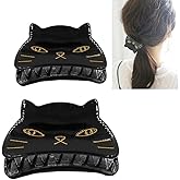 Yusier 2 PCS Cute Cat Claw Hair Claw Clip Two Sizes That Stay in Place Hair Clips Hair Clips fo Women Girl (Black Cat)
