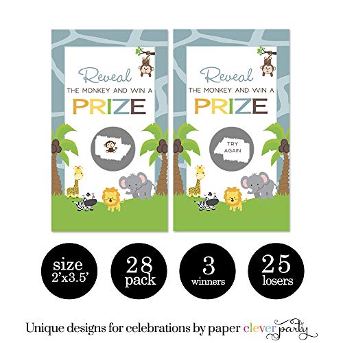 Paper Clever Party Cute Jungle Baby Shower Scratch Off Game Cards ( Pack of 28 ) - //medicalbooks.filipinodoctors.org