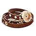PromiseU Leather Bracelet Woman Rhinestone Rivet Chain Quartz Wrist Watch