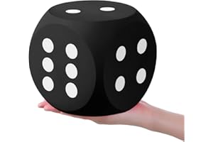 Shappy 6 Inches Foam Dice Fun Filled Large Educational Toy Kawaii Giant Dice Decorative Eva Foam Jumbo Cube Big Square Building Blocks for Game Nights Learning Sessions(Black,1 Pc)