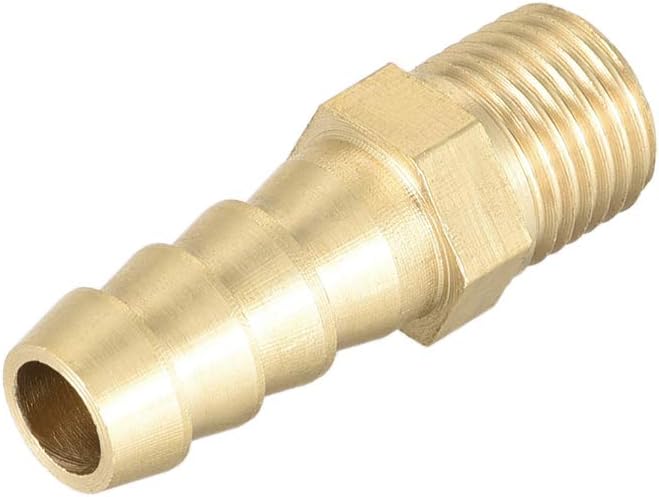 sourcing map Brass Fitting Connector Metric M10-1 Male to Barb Fit Hose ID 8mm 4pcs, Gold, M10-1mm x 8mm - Image 4