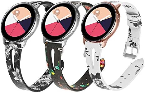 YSSNH Quick Release 20mm Watch Band Genuine Leather, Replacement for Galaxy Watch 42mm/Active(40mm)/Active 2 40mm 44mm/Gear S2 Classic/Samsung Galaxy Watch3 41mm Smart Watch with 20mm Luggs for Women
