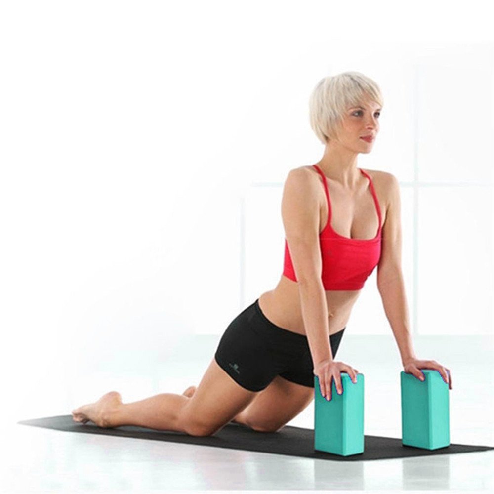 Voberry@ Yoga Blocks 2 Pack High Density EVA Foam Brick Provides Stability Balance & Support, Improve Strength and Deepen Poses - Great for Yoga, Pilates, Workout, Fitness & Gym