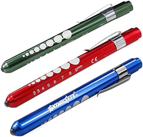 3 Packs Nurse Penlight, SKYWOLFEYE 300Lm Mini EDC Pocket Torch Powered by AAA Battery(not included)