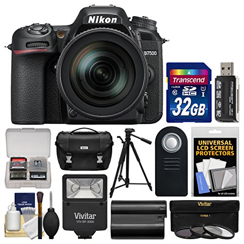 Nikon-D7500-Wi-Fi-4K-Digital-SLR-Camera-16-80mm-VR-DX-Lens-with-32GB-Card-Case-Flash-Battery-Tripod-3-Filters-Remote-Kit