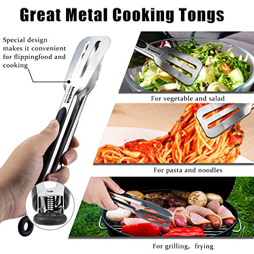 Joinkitch Premium 9-inch Stainless Steel Locking Cooking Tongs, Kitchen Clamps, Sturdy, High Resistant Heat Tongs - Great for Cooking, Serving.
